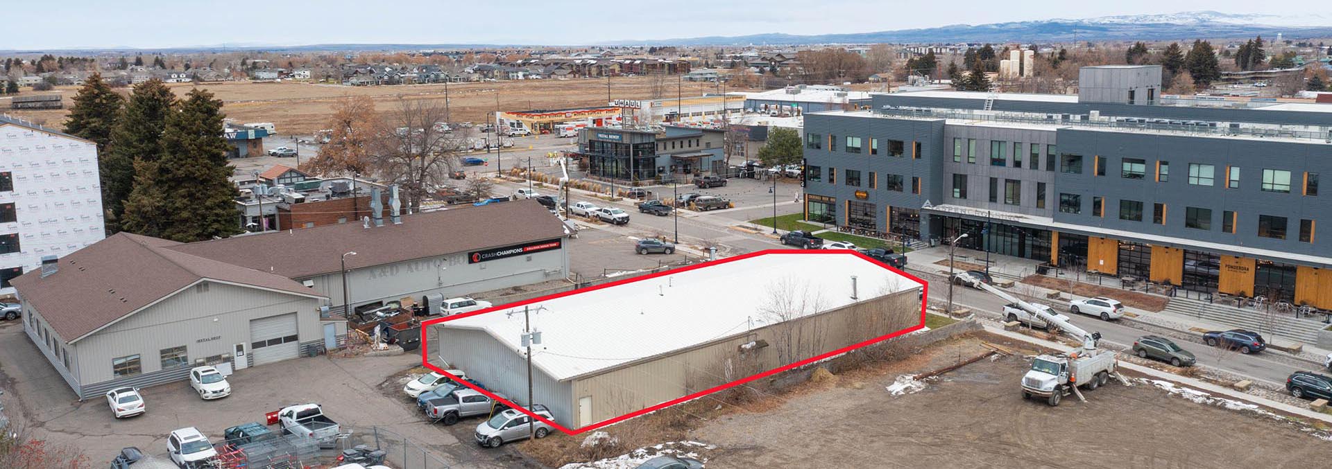 Bozeman Mt retail industrial warehouse for lease 514 w aspen red outline endstate commercial partners